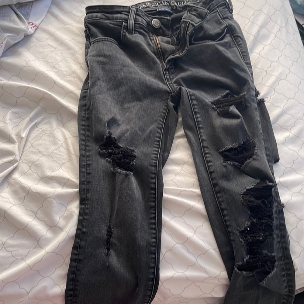 American Eagle Black Ripped Jeans